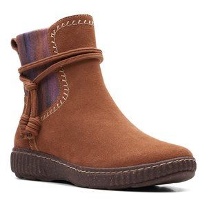 Clarks Dark Tan Caroline Lily Suede Boot - Women 8.5 W